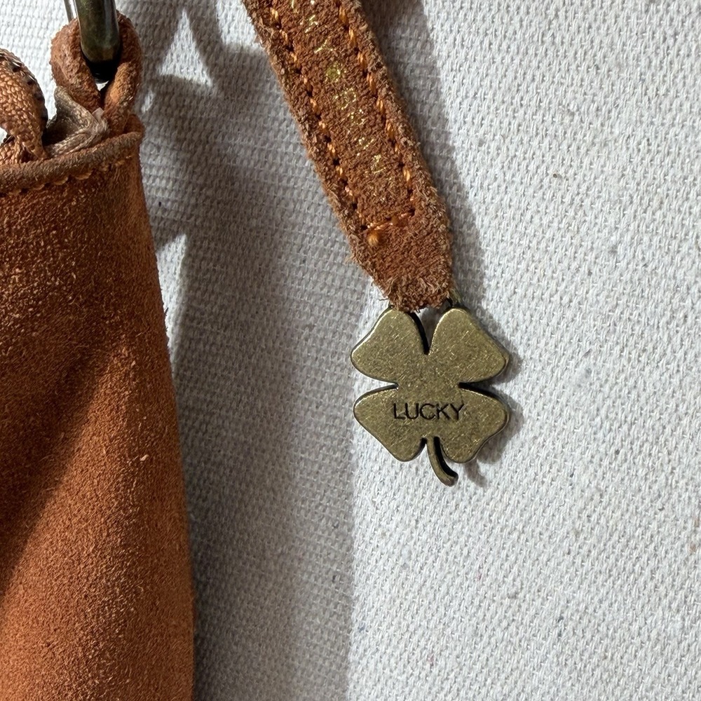 Lucky Brand Womens Brown Suede Leather Hobo Bag Tassel Purse Vintage Y2k Boho - Picture 4 of 16